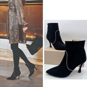Ron White Dalanie Waterproof Ankle Boots Heels Booties Black Suede EU 41 US 10